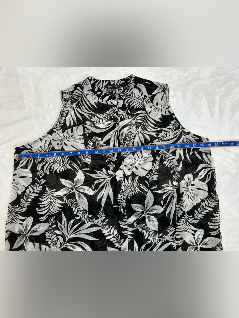 Roaman’s Plus Size 22W Tropical Leaf Sleeveless top - Picture 7 of 7